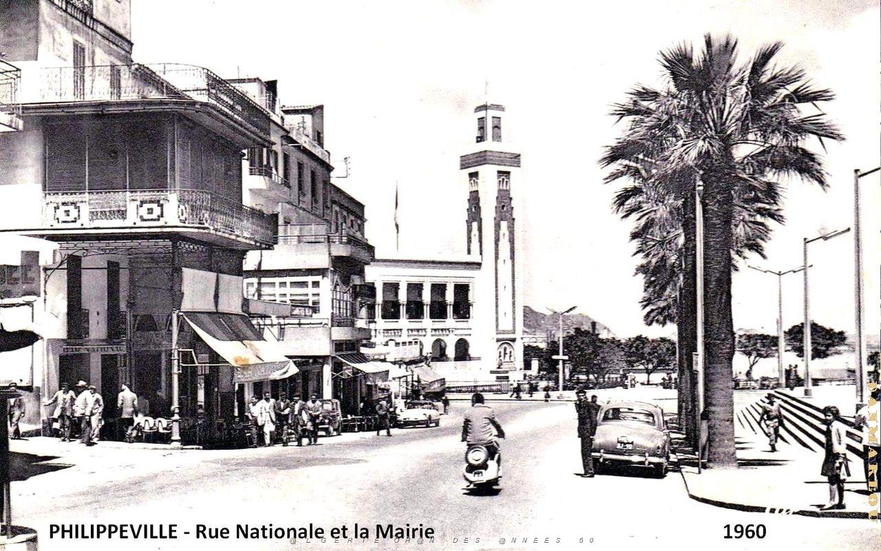 Philippeville - Rue Nationale et Mairie  1960.jpg